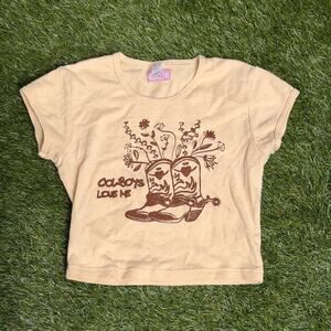 Hoes4clothes tan and brown cowboy baby tee